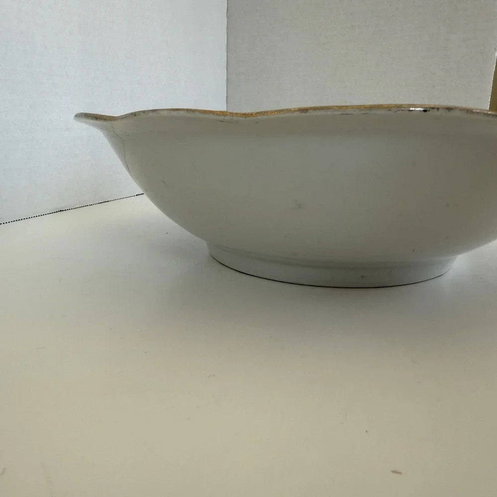 Three Crown China Germany Hand Painted Bowl Roses Gilt Edge‎ 9.5